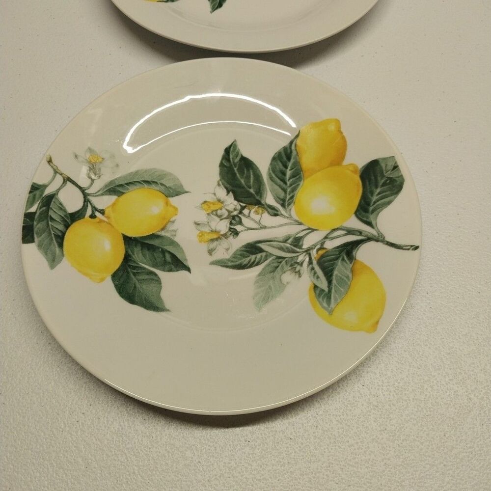 Royal Norfolk Lemon Salad Plates 7.5" Set of 2 Yellow Fruit Dessert - Picture 2 of 9